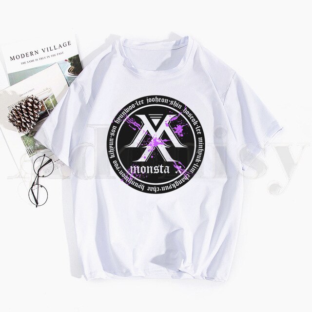 Monsta X K-pop Print T Shirts Spring Tops Tees Men Women Short Sleeve Casual T Shirt Streetwear Funny