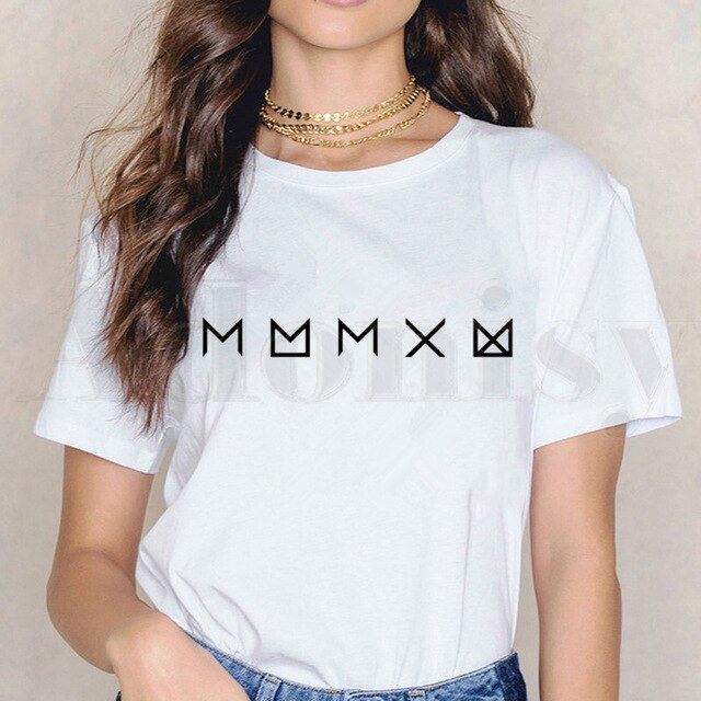 Monsta X K-pop T-shirt Casual White Tops T Shirt Women New Summer T-Shirt