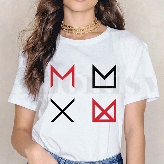 Monsta X K-pop T-shirt Casual White Tops T Shirt Women New Summer T-Shirt