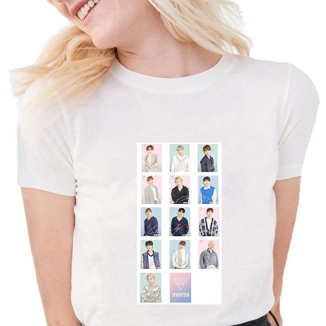 Kpop Seventeen Print T Shirt Women Summer Short Sleeve Shirt