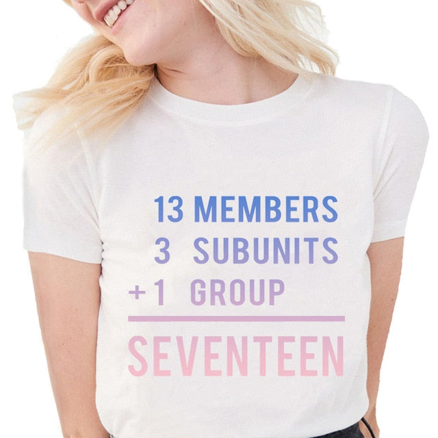 Kpop Seventeen Print T Shirt Women Summer Short Sleeve Shirt