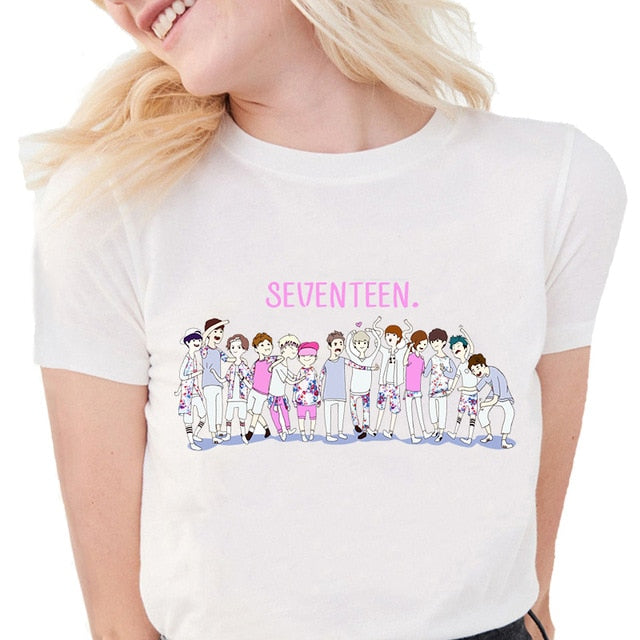 Kpop Seventeen Print T Shirt Women Summer Short Sleeve Shirt
