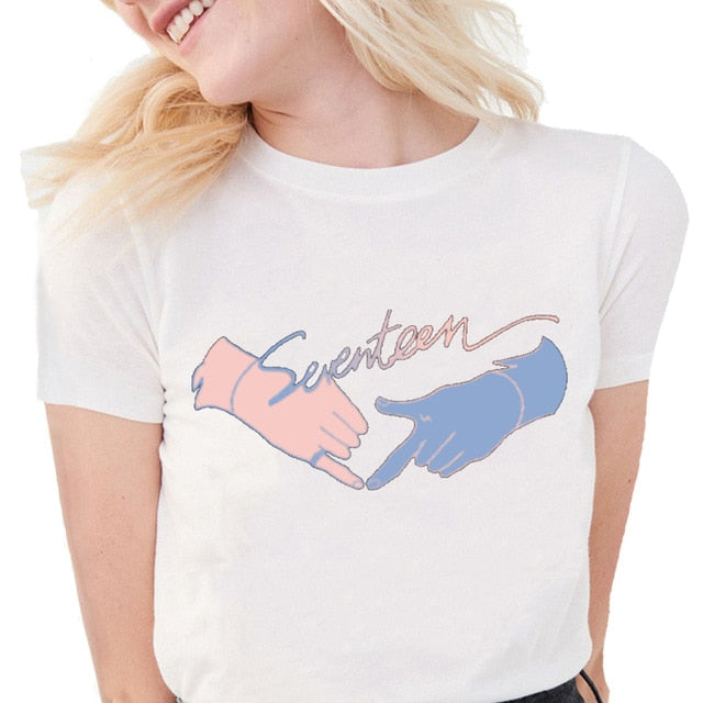 Kpop Seventeen Print T Shirt Women Summer Short Sleeve Shirt