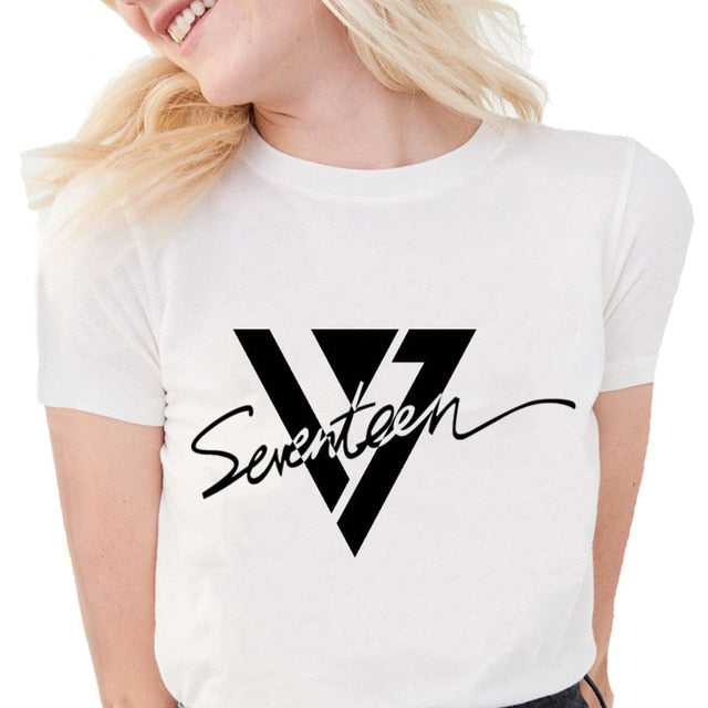 Kpop Seventeen Print T Shirt Women Summer Short Sleeve Shirt