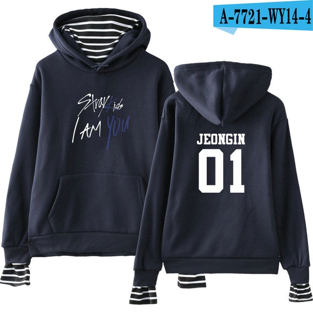 Kpop Stray Kids  Two Piece Hoodies Women Men Hip Hop Sweatshirt Straykids All Member Names Printed Fleece Clothes