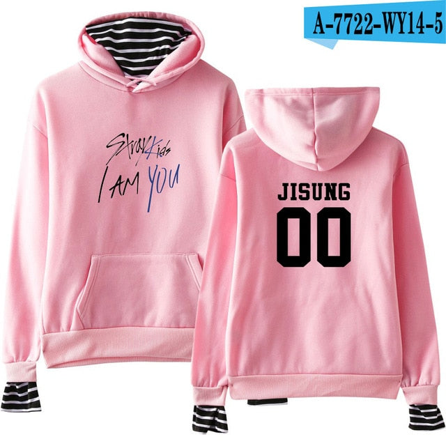 Kpop Stray Kids  Two Piece Hoodies Women Men Hip Hop Sweatshirt Straykids All Member Names Printed Fleece Clothes