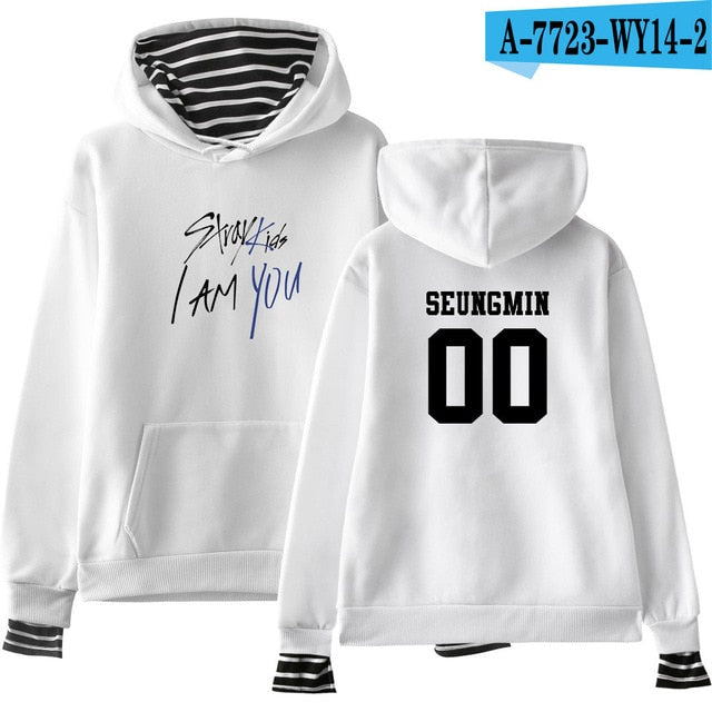 Kpop Stray Kids  Two Piece Hoodies Women Men Hip Hop Sweatshirt Straykids All Member Names Printed Fleece Clothes