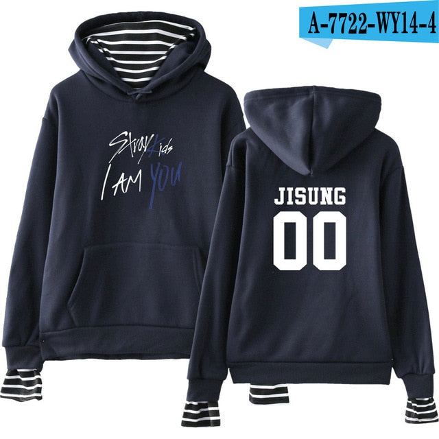 Kpop Stray Kids  Two Piece Hoodies Women Men Hip Hop Sweatshirt Straykids All Member Names Printed Fleece Clothes