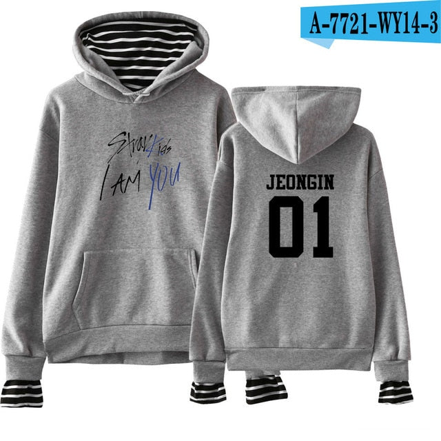 Kpop Stray Kids  Two Piece Hoodies Women Men Hip Hop Sweatshirt Straykids All Member Names Printed Fleece Clothes