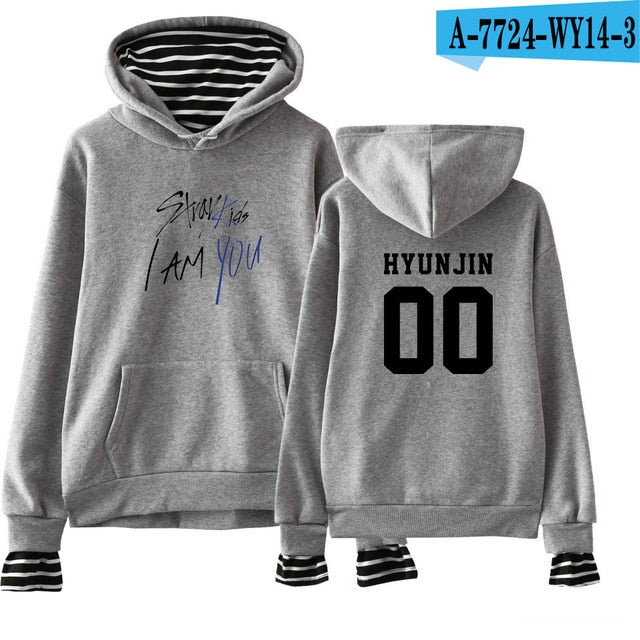 Kpop Stray Kids  Two Piece Hoodies Women Men Hip Hop Sweatshirt Straykids All Member Names Printed Fleece Clothes