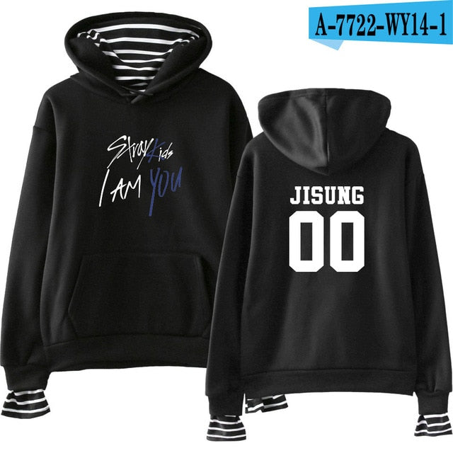 Kpop Stray Kids  Two Piece Hoodies Women Men Hip Hop Sweatshirt Straykids All Member Names Printed Fleece Clothes