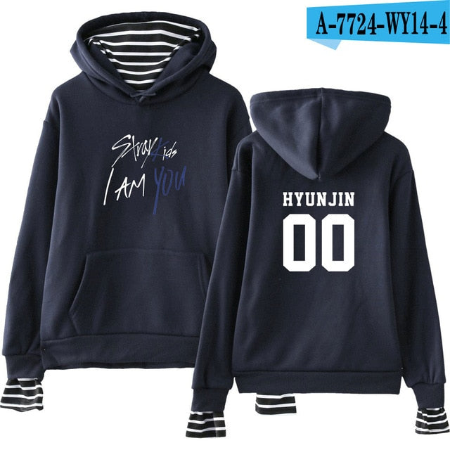 Kpop Stray Kids  Two Piece Hoodies Women Men Hip Hop Sweatshirt Straykids All Member Names Printed Fleece Clothes