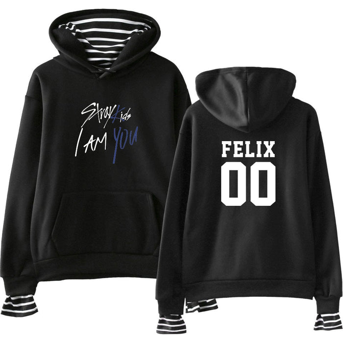 Kpop Stray Kids  Two Piece Hoodies Women Men Hip Hop Sweatshirt Straykids All Member Names Printed Fleece Clothes