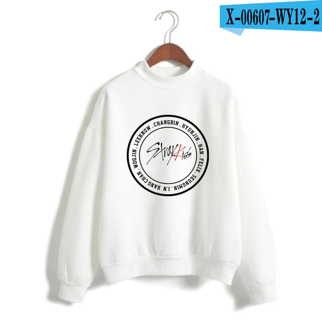 Kpop Stray Kids Turtleneck Hoodies Women Men Hip Hop Sweatshirt Straykids All Member Names Printed Fleece Clothes