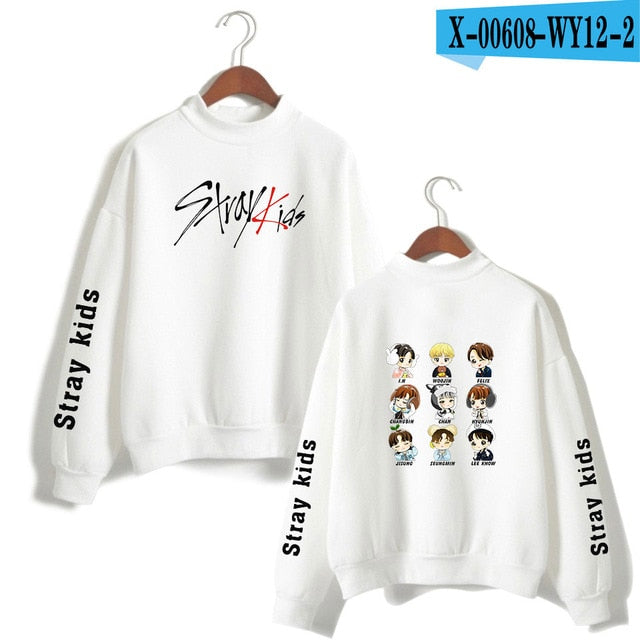 Kpop Stray Kids Turtleneck Hoodies Women Men Hip Hop Sweatshirt Straykids All Member Names Printed Fleece Clothes
