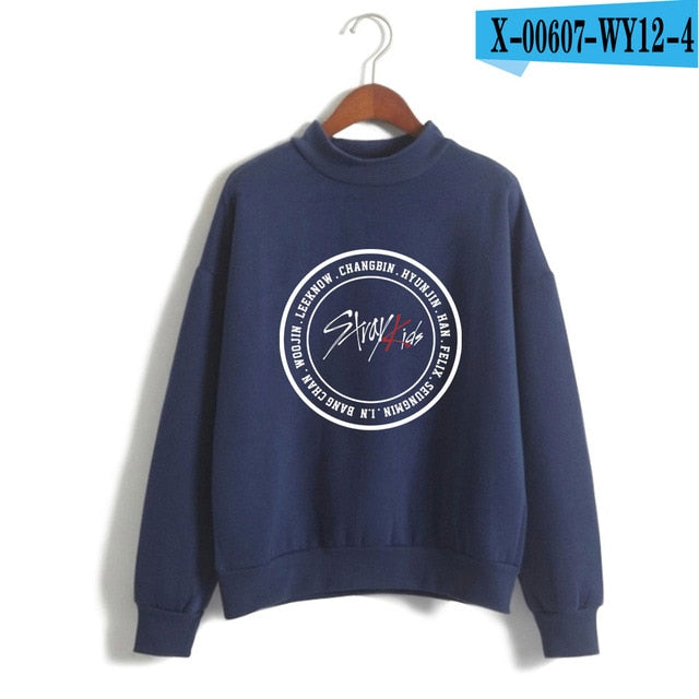 Kpop Stray Kids Turtleneck Hoodies Women Men Hip Hop Sweatshirt Straykids All Member Names Printed Fleece Clothes