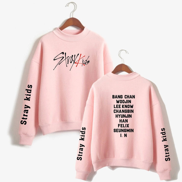 Kpop Stray Kids Turtleneck Hoodies Women Men Hip Hop Sweatshirt Straykids All Member Names Printed Fleece Clothes