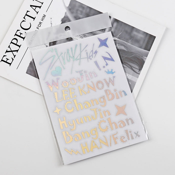 Kpop Stray kids Laser sticker TWICE GOT7 waterproof stickers for mobile phone colorful color changing