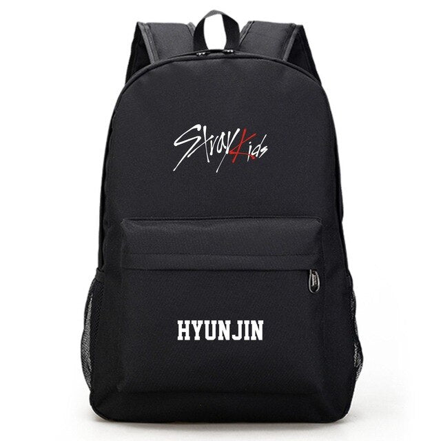 Kpop Stray kids Simple Black backpack traveling school bag Large capacity Wear-resisting polyester kpop stray kids
