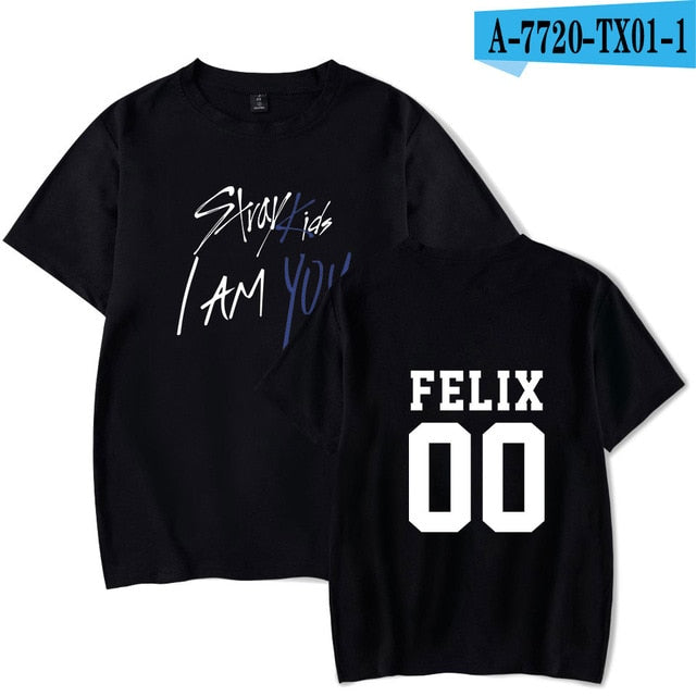 Kpop StrayKids Stray Kids Album Fan Club Shirts Hip Hop Loose Clothes Tshirt T Shirt Short Sleeve Tops T-shirt Summer Tops