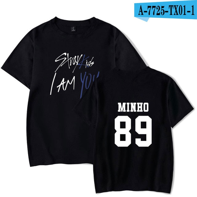 Kpop StrayKids Stray Kids Album Fan Club Shirts Hip Hop Loose Clothes Tshirt T Shirt Short Sleeve Tops T-shirt Summer Tops