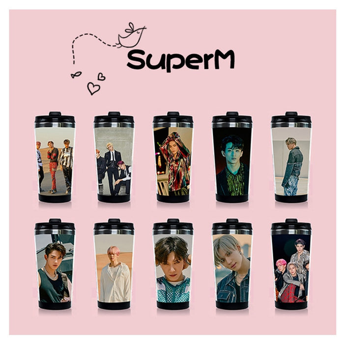 Kpop SuperM 1st Mini Album Stainless Steel Water Cup BAEKHYUN LUCAS MARK TAEYONG TEN TAEMIN KAI Double Layer Bottle