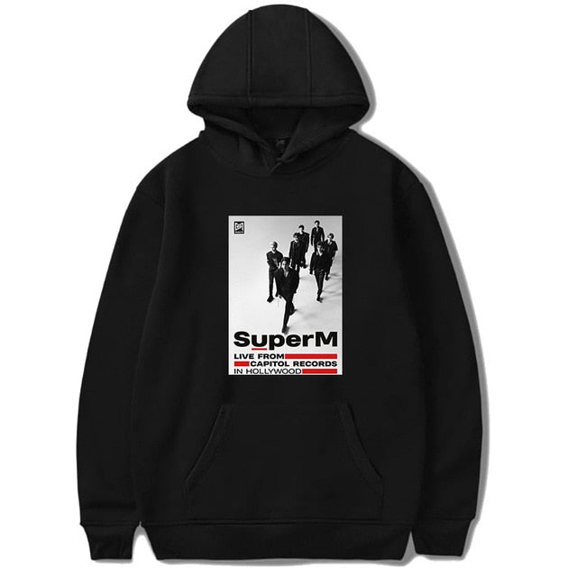 Kpop SuperM Hoodie Women Men Pullover Cap Hoodie Sweatshirt Tops