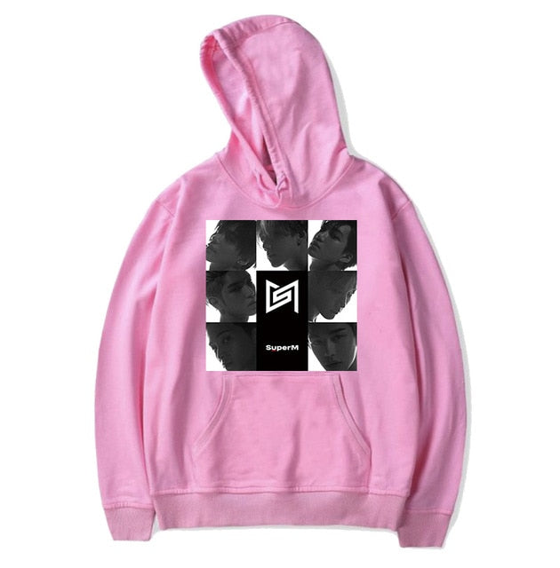 Kpop SuperM Hoodie Women Men Pullover Cap Hoodie Sweatshirt Tops