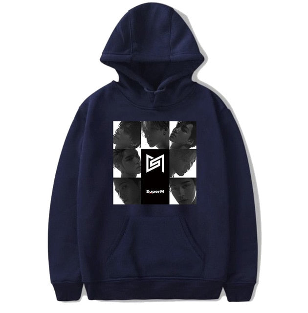Kpop SuperM Hoodie Women Men Pullover Cap Hoodie Sweatshirt Tops