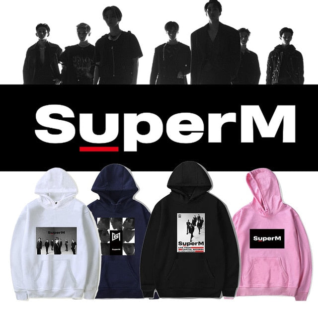 Kpop SuperM Hoodie Women Men Pullover Cap Hoodie Sweatshirt Tops
