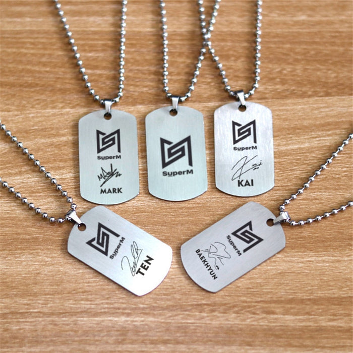 Kpop SuperM KAI LUCAS TEN Titanium Steel Unisex Necklace Women Men Jewelry