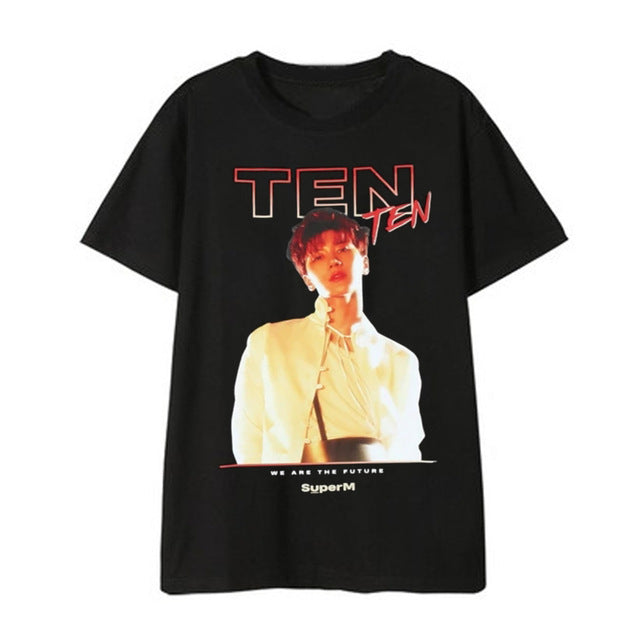 Kpop SuperM Super M BAEKHYUN MARK TAEMIN AR Shirts Fashion Official Same Style Loose Tshirt T Shirt Short Sleeve Tops T-shirt