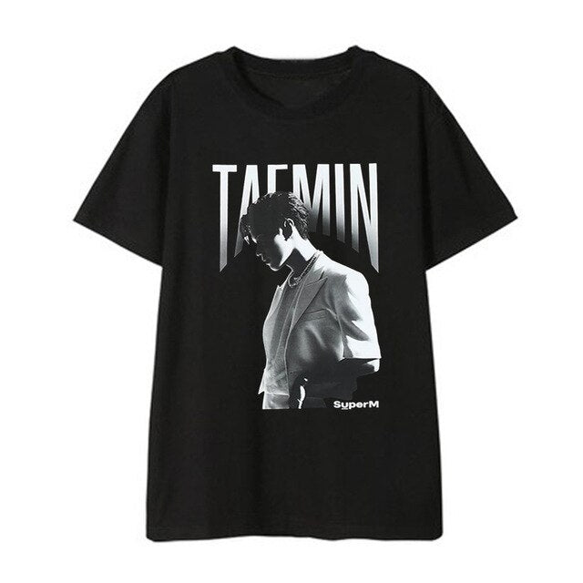 Kpop SuperM Super M BAEKHYUN MARK TAEMIN AR Shirts Fashion Official Same Style Loose Tshirt T Shirt Short Sleeve Tops T-shirt