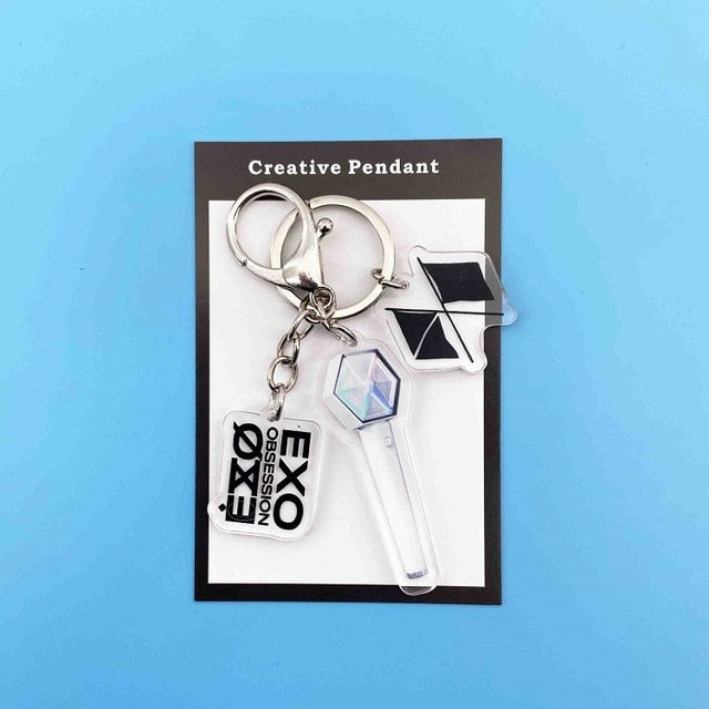 Kpop TWICE keychain Mamamoo Exo SJ Seventeen  LIGHT STICK Key chain Pendant high quality