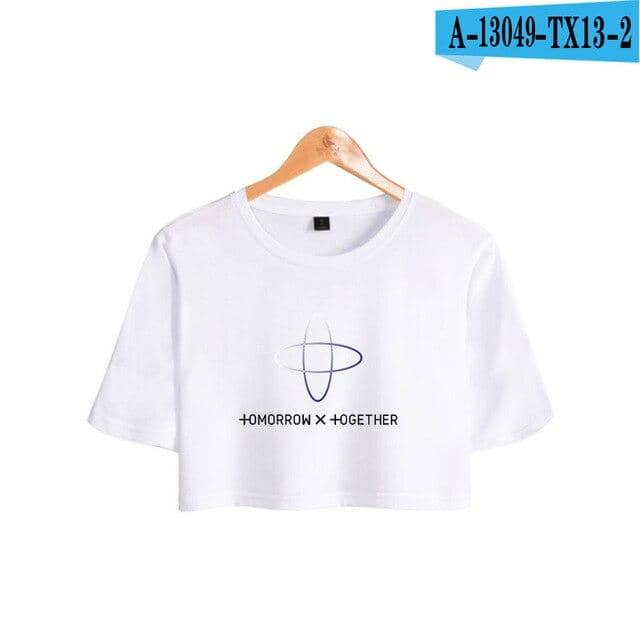 Kpop TXT TOMORROW X TOGETHER Group Logo YEONJUN Women Short T-shirt Pullover Sexy Tee - Kpopshop