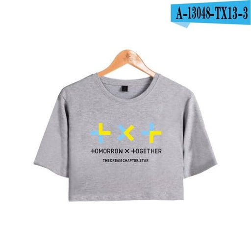 Kpop TXT TOMORROW X TOGETHER Group Logo YEONJUN Women Short T-shirt Pullover Sexy Tee - Kpopshop