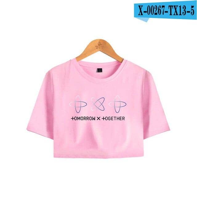Kpop TXT TOMORROW X TOGETHER Group Logo YEONJUN Women Short T-shirt Pullover Sexy Tee - Kpopshop