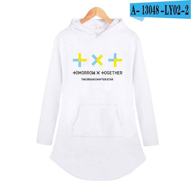 Kpop Newest Kpop TXT tomorrow together Tops Personality Sport Casual Hoodie Dress Summer Fashion Woman Party Night Long Square Up Streetwear that you'll fall in love with. At an affordable price at KPOPSHOP, We sell a variety of Kpop TXT tomorrow together Tops Personality Sport Casual Hoodie Dress Summer Fashion Woman Party Night Long Square Up Streetwear with Free Shipping.