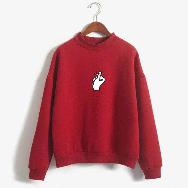 Kpop New Turtleneck Women Funny Gesture Pullover Sudaderas Mujer - Kpopshop