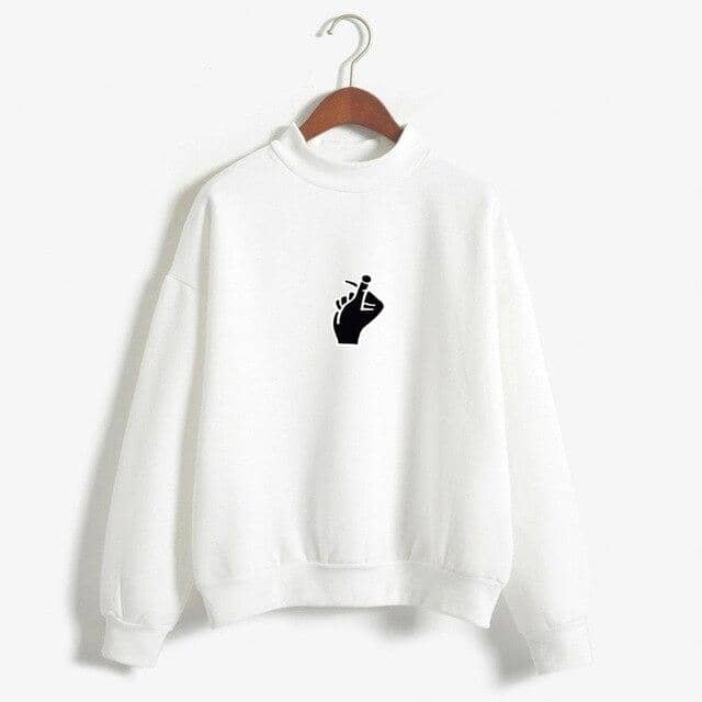 Kpop New Turtleneck Women Funny Gesture Pullover Sudaderas Mujer - Kpopshop