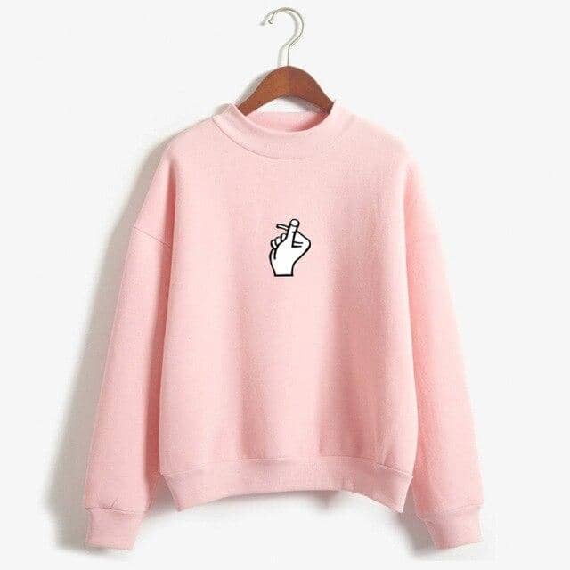 Kpop New Turtleneck Women Funny Gesture Pullover Sudaderas Mujer - Kpopshop