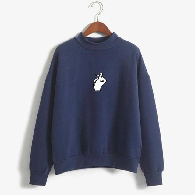 Kpop New Turtleneck Women Funny Gesture Pullover Sudaderas Mujer - Kpopshop