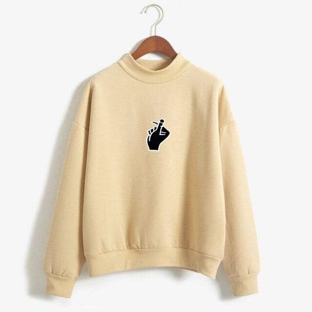 Kpop New Turtleneck Women Funny Gesture Pullover Sudaderas Mujer - Kpopshop