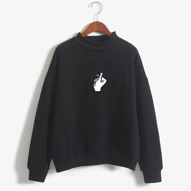 Kpop New Turtleneck Women Funny Gesture Pullover Sudaderas Mujer - Kpopshop