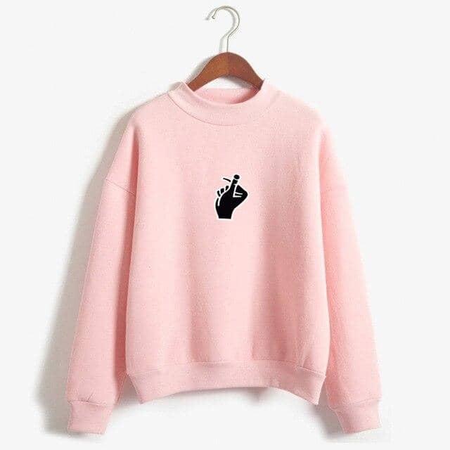 Kpop New Turtleneck Women Funny Gesture Pullover Sudaderas Mujer - Kpopshop