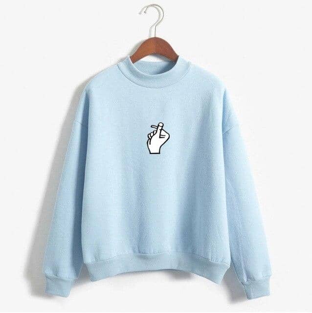 Kpop New Turtleneck Women Funny Gesture Pullover Sudaderas Mujer - Kpopshop