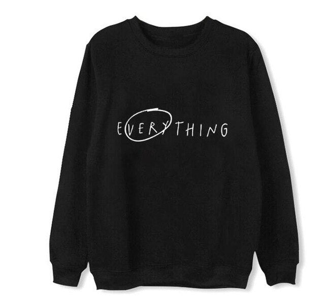 EXO Everything printing o-neck pullover simple loose unisex fleece/thin sweatshirt