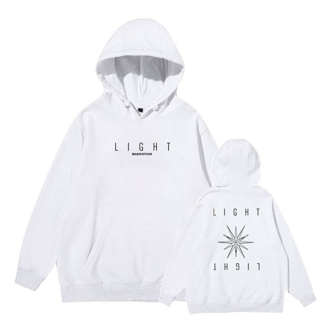 Kpop EXO BAEKHYUN LIGHT concert same printing pullover unisex hoodies fleece/thin loose sweatshirt
