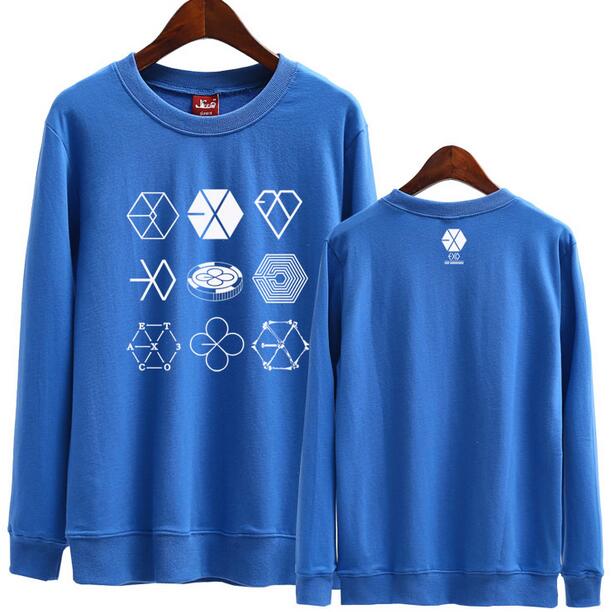 Exo Concert Same 9 Logos Printing O-Neck Sweatshirt