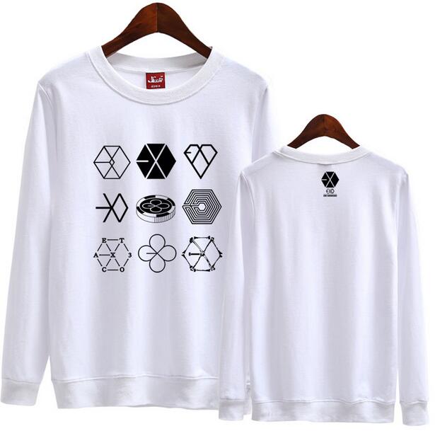 Exo Concert Same 9 Logos Printing O-Neck Sweatshirt